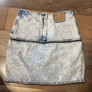 Paris Express Acid Wash Denim Mini Skirt